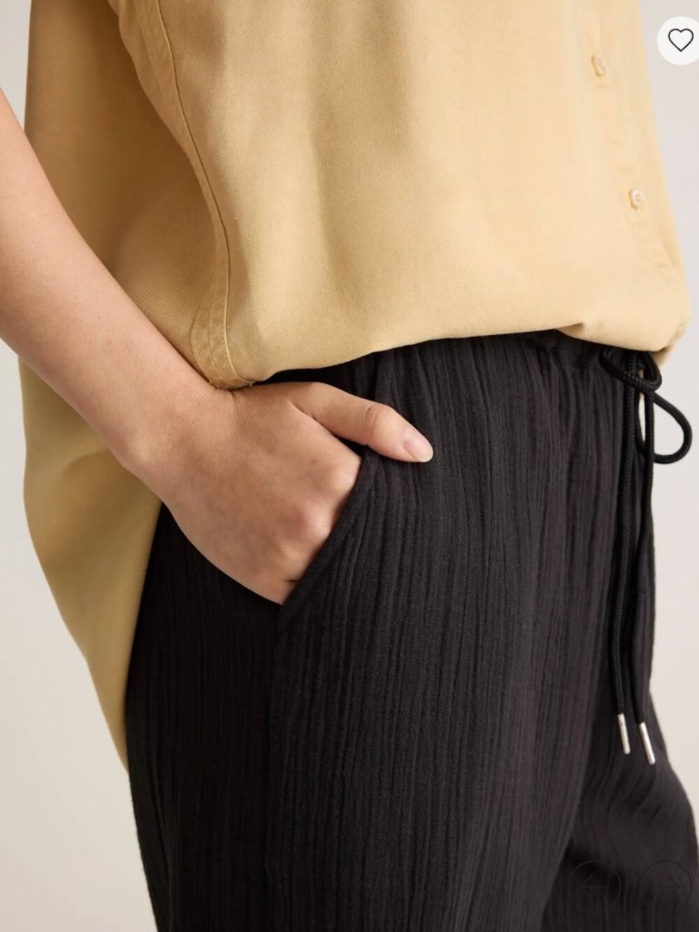 Quince 100% Organic Cotton Gauze Black Straight Leg Pants size Medium - Picture 3 of 3